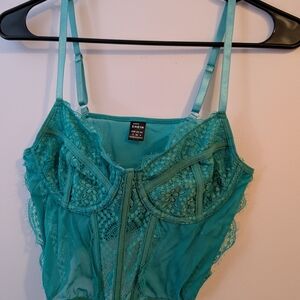 SHEIN Turquoise Lace Crop Top 😻